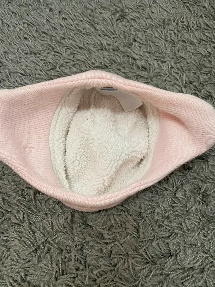 Bonnet fourré fille rose pressions Obaïbi 18/24m - photo numéro 3