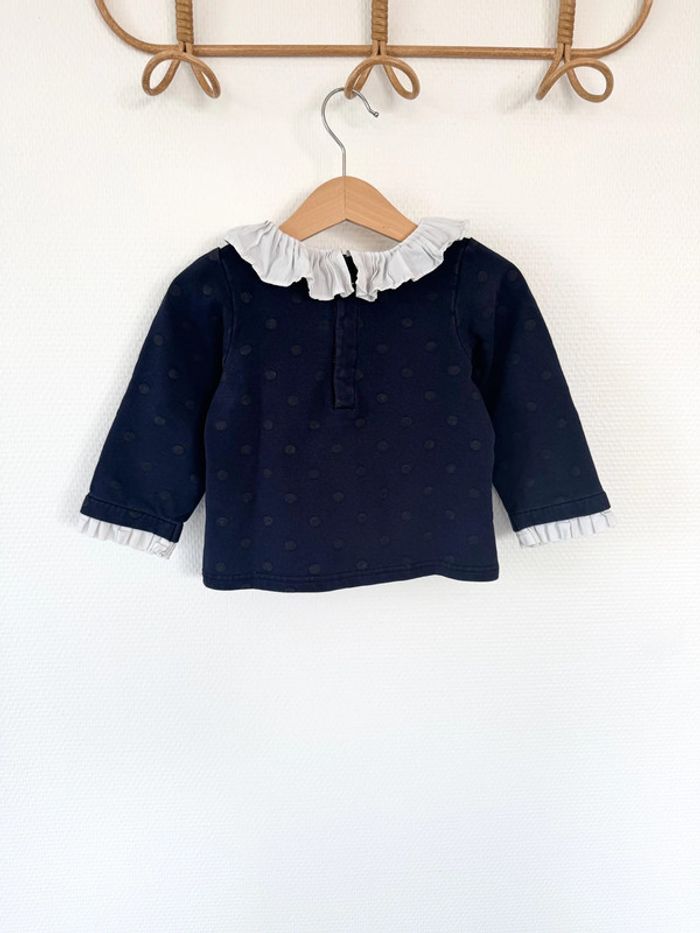 Jacadi- Sweetshirt à collerette motifs pois 24 mois - photo numéro 2