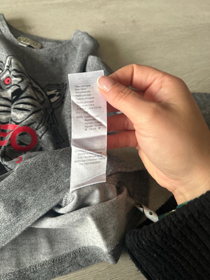 T-shirt longues manches gris Kenzo authentique 3ans - photo numéro 4