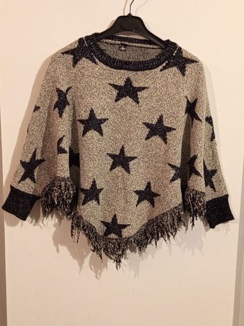 Très beau pull comme neuf manches chauve-souris gris taupe