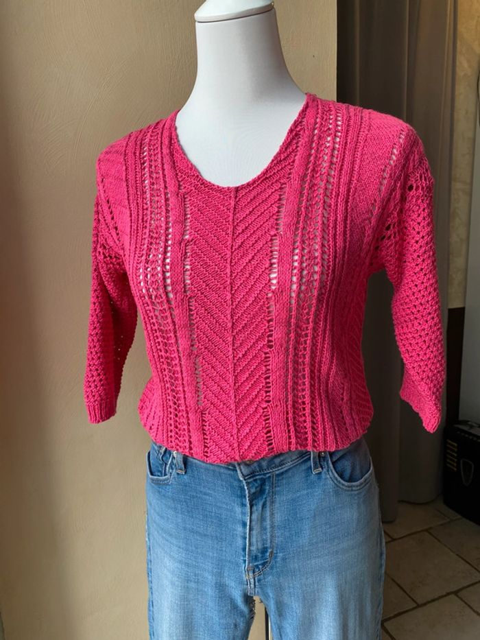 Pull ajouré rose Sateen S - photo numéro 2