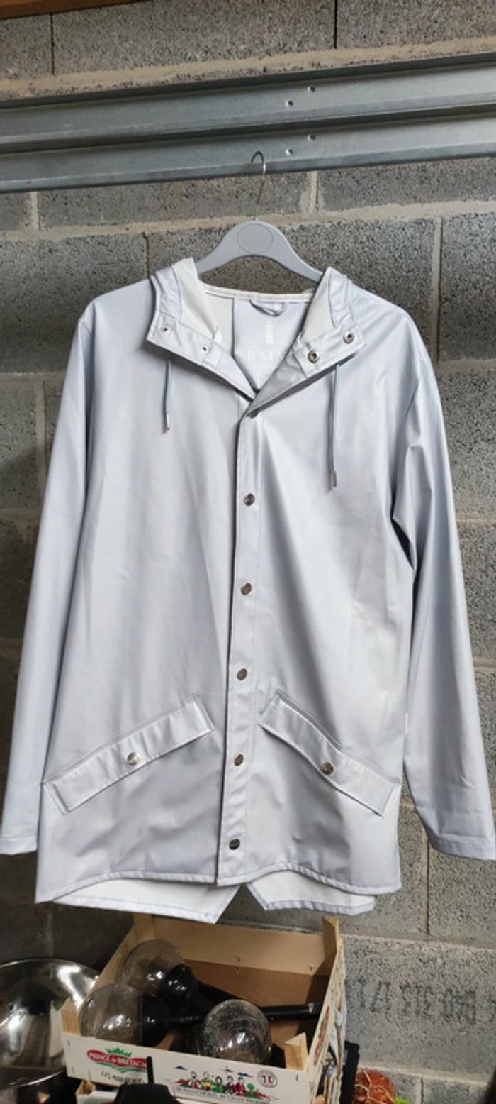 Imperméable pluie court bleu gris métallisé Rains - photo numéro 2