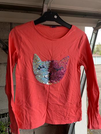 Pull coton manches longues printemps chat fille