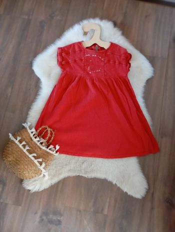 Tao robe chic 6 ans corail gaze de coton