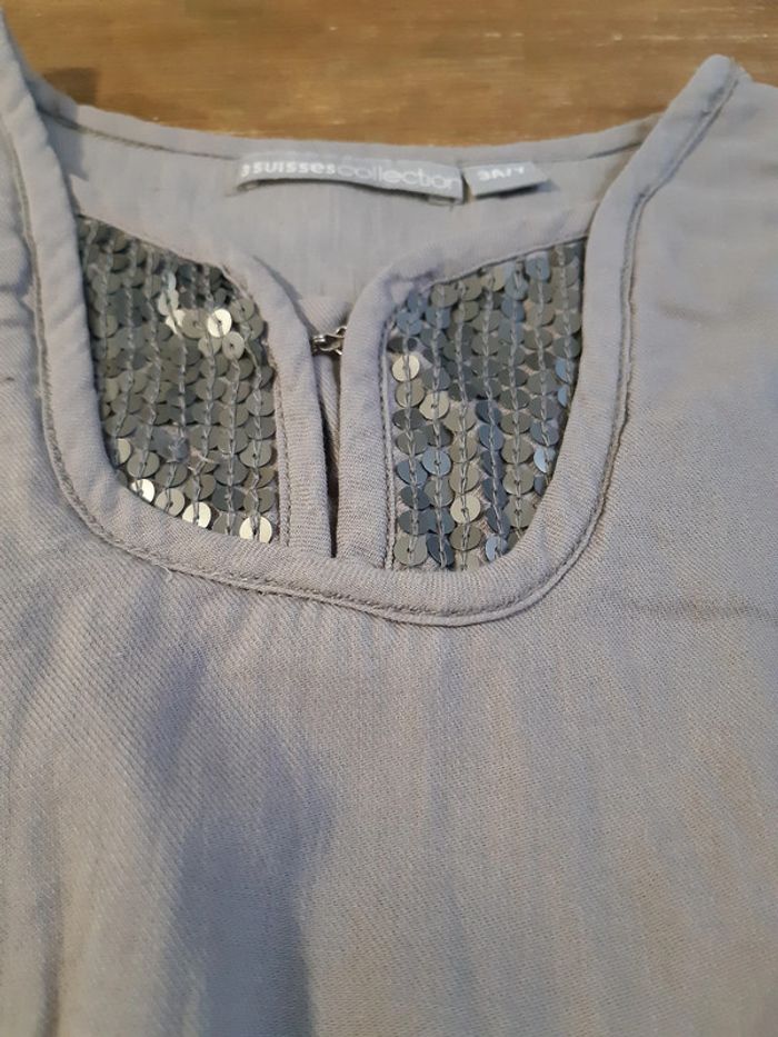 Robe grise sequins 3 suisses 3 ans fille neuve boule - photo numéro 2