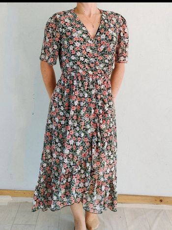Robe longue fleurie - Flamant Rose - S - Parfait État