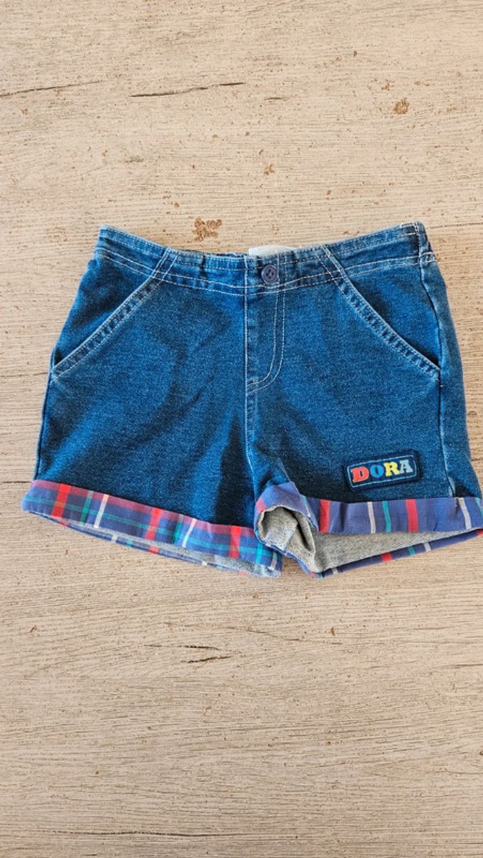 Short bleu style jean s stretch, Dora de Nickelodéon, 3/4 ans, neuf