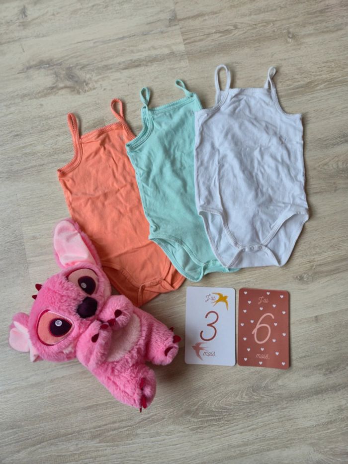 Lot de 4 bodies bretelles orchestra 36 mois