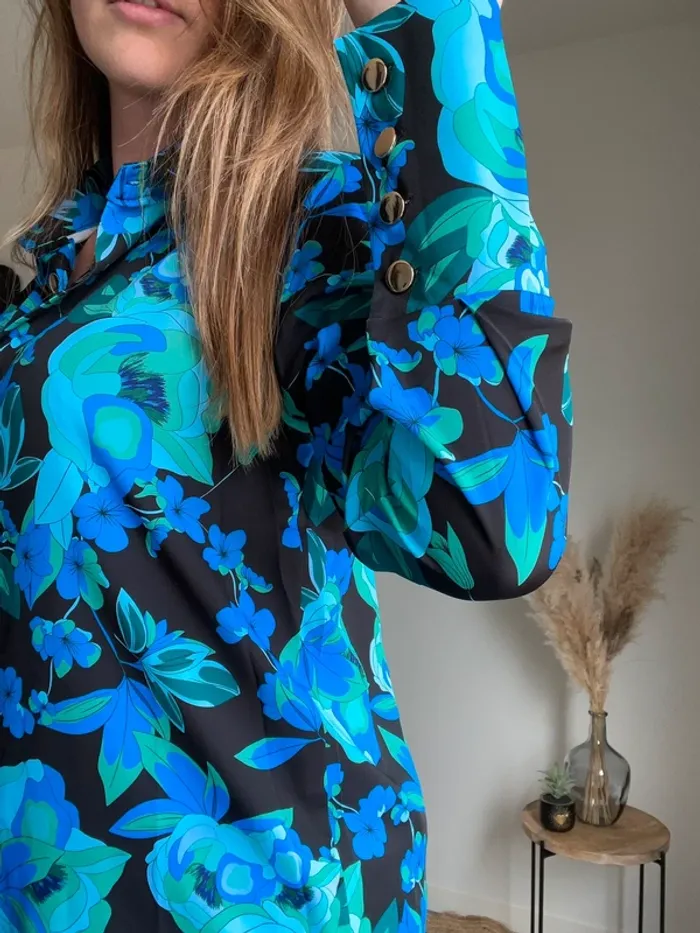 Chemise fleurie bleu - photo numéro 2