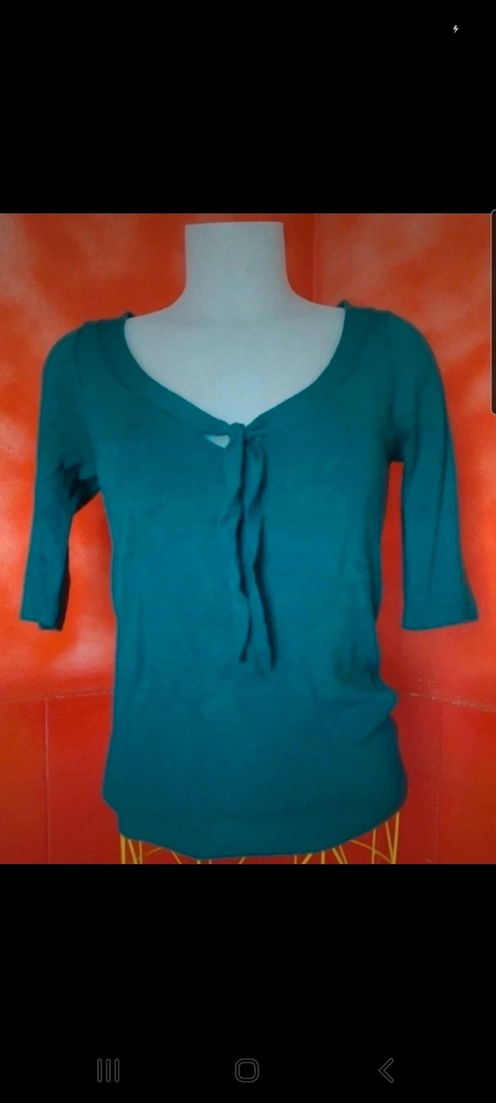 Pull grand col V et manches 3/4de chez zara