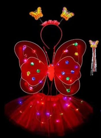 Déguisement papillon rouge jupe + aile LED 3-6ans