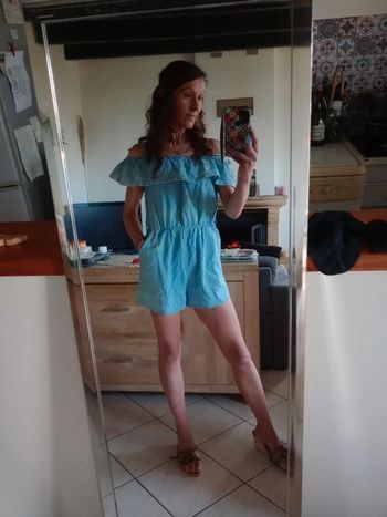 Combishort femme type Jean bleu clair c76