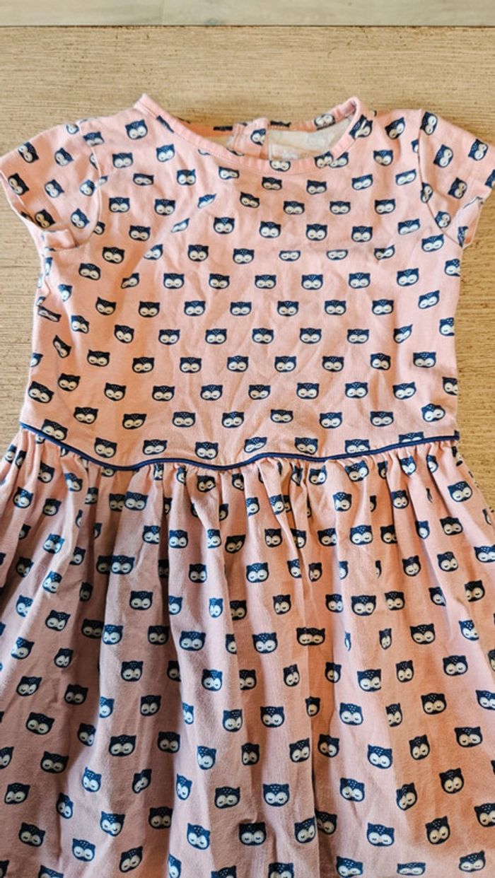 Robe courte à manches courtes rose avec hibou bleu, JBC, 92 - photo numéro 4