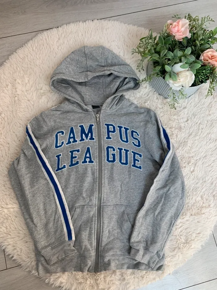 Sweat à capuche gris 12 ans garcons