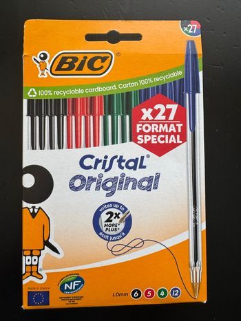 27 stylos bille Cristal pointe moyenne
