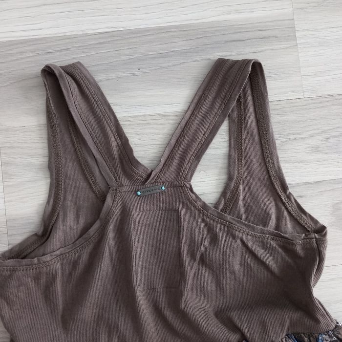 Robe à bretelles marron imprimée à fleurs jupe évasée Creeks taille 38 - photo numéro 8