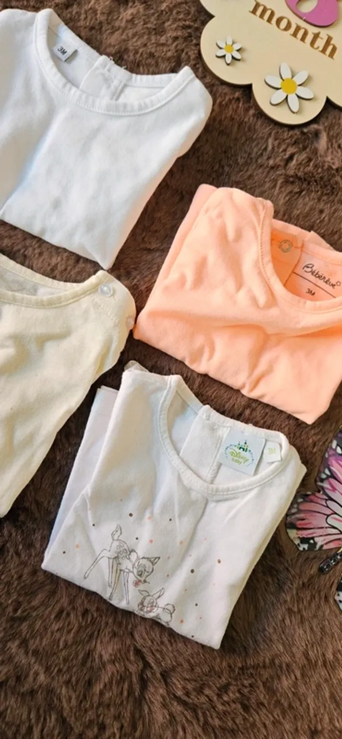 Lot de 4 tee-shirt 3 mois été fille - photo numéro 5