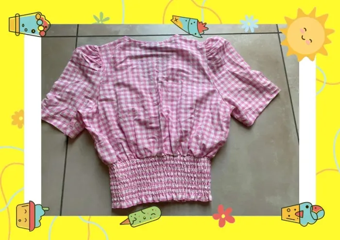 Blouse rose fushia blanc à carreaux - photo numéro 5