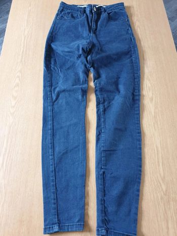 Jean femme Stradivarius T36 long 100cm super hight waist fit bleu foncé