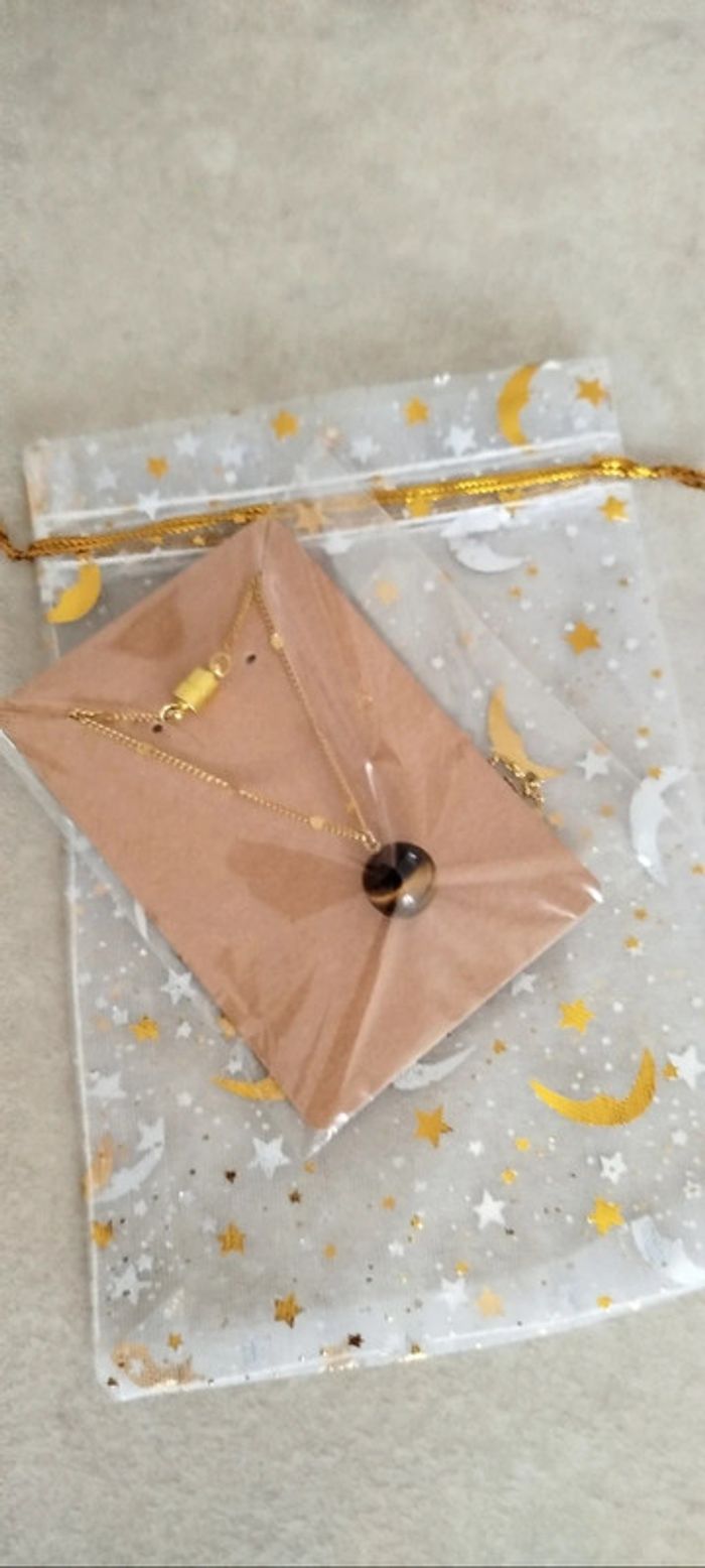 Collier en Œil de Tigre fermoir aimanté - photo numéro 6