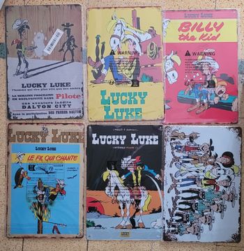Plaque alu 20cm x 30cm de Lucky Luke. Au choix parmi plusieurs modèles