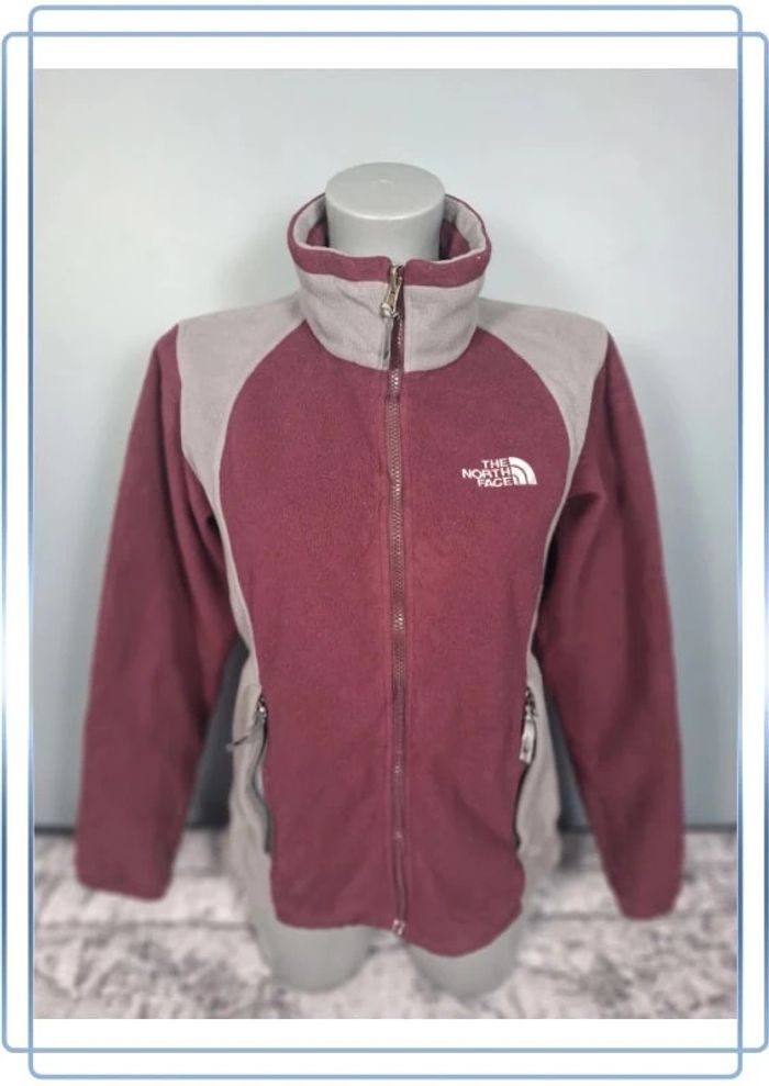 Veste polaire full zip the north face femme / taille S / gris et bordeaux / logo brodé