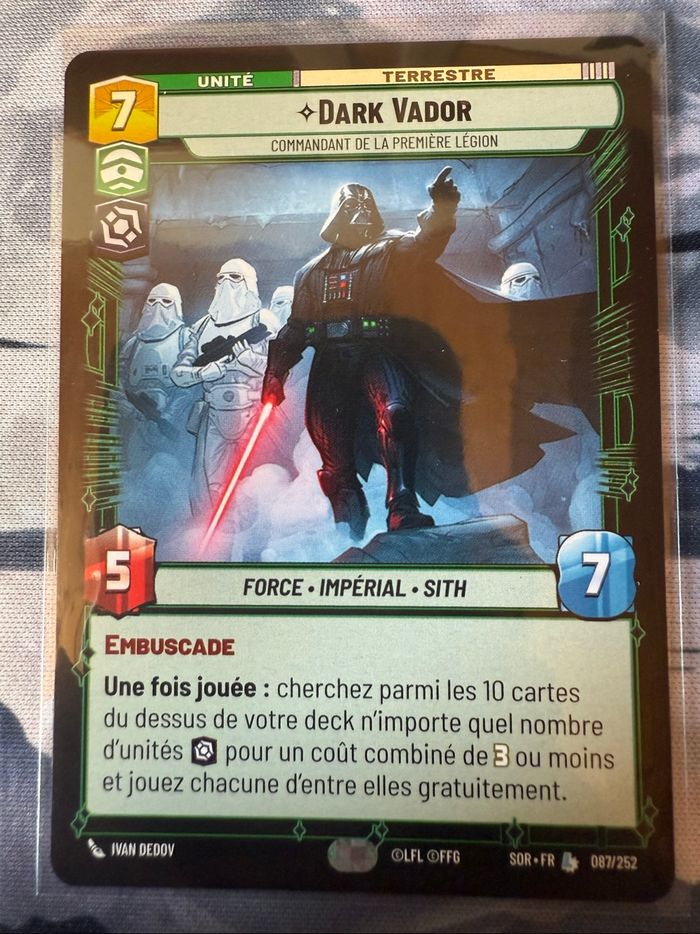 Star wars unlimited carte Légendaire "Dark Vador"
