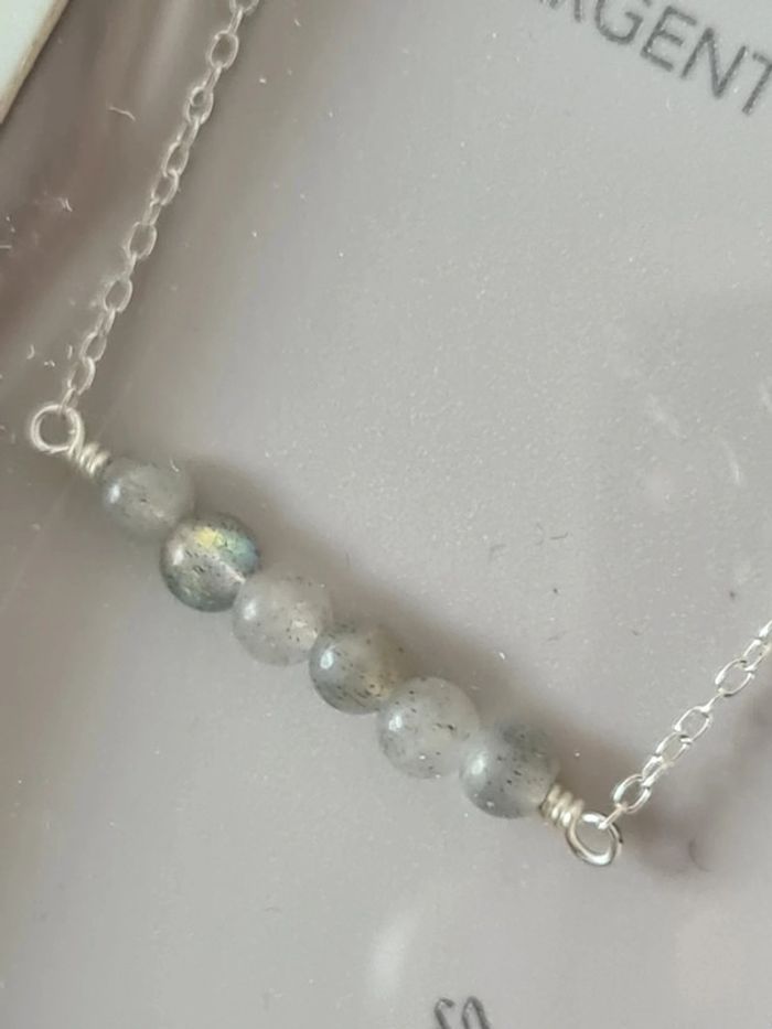 Bracelet argent 925 et petites pierres bleues/grises - photo numéro 3