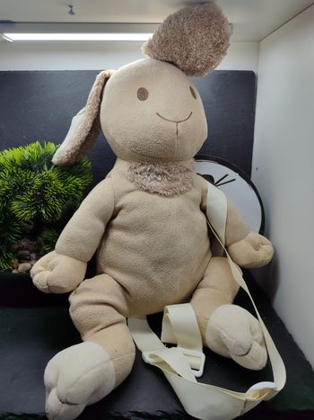 Nature et découvertes marron beige sac à dos peluche lapin blanc ancien Grand 