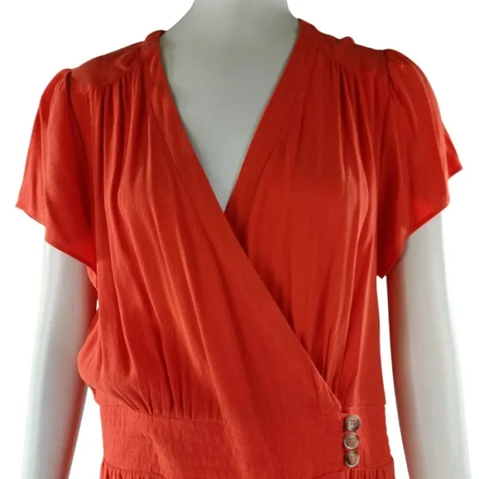 Robe orange fluide à volant effet cache-coeur- Rue Mazarine - Taille L A1118 - photo numéro 2