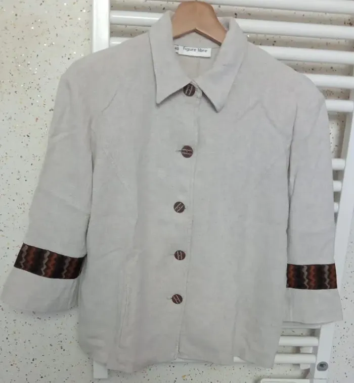 Veste beige 38 % Lin Figure Libre Taille 40 - photo numéro 2