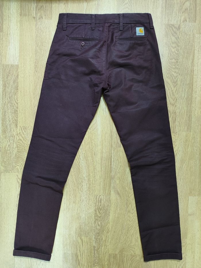 Pantalon Chino Carhartt Sid Pant couleur bordeaux taille 38 - photo numéro 2