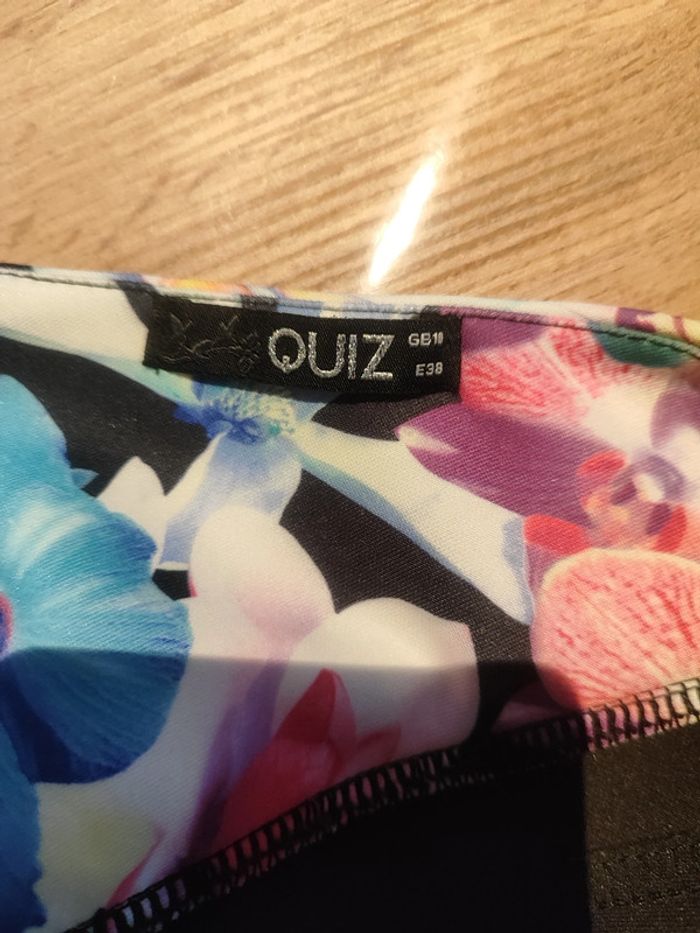 Robe Quiz Noire à Fleurs Colorées, Taille M - photo numéro 5