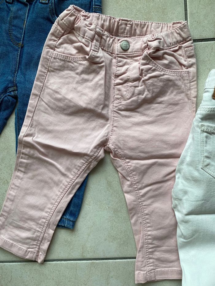 Lot jean fille 12 mois Zara denim rose blanc - photo numéro 10