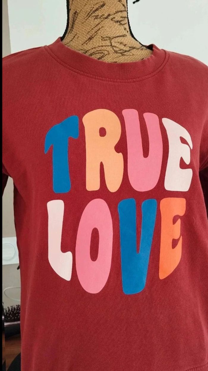 Sweat bordeaux taille xs avec écritures true love - photo numéro 4