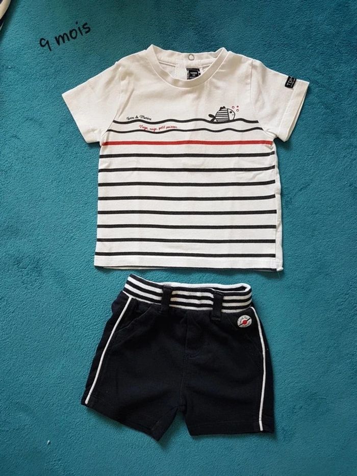 Ensemble t shirt short 9 mois Terre de marins