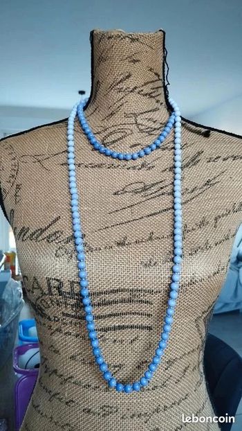 collier sautoir perles lilas fantaisie femme