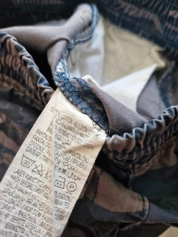 Pantalon garçon 3 ans Kiabi camouflage trellis bleu coton - photo numéro 3