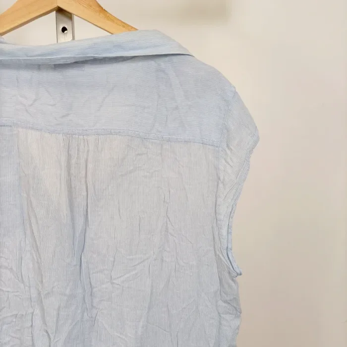 Blouse sans manches rayée bleu clair Miss Helen – col fluide – taille 42 estimée A1008 - photo numéro 8