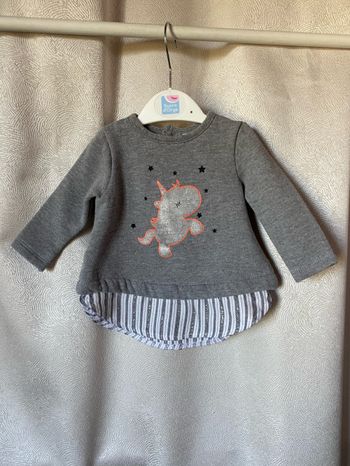 Pull sweat chaud licorne argenté taille 3 mois