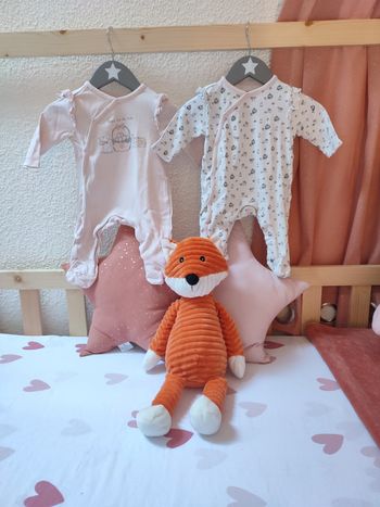 Lot de 2 pyjamas un pièce - Thème lapin - 3 mois - Bon état - Orchestra