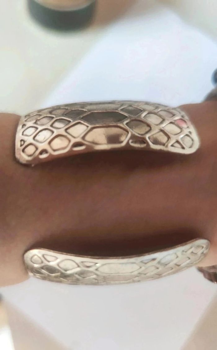 🇨🇵Bracelet rare 80s 90 s etnique Machette métal argent pierre réglable femme taille unique - photo numéro 5