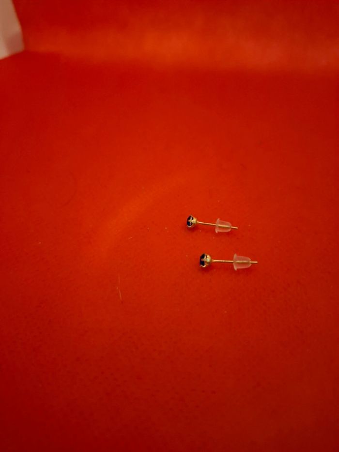 Mini puces d oreilles neuves avec etiquette acier inoxydable mixte pierres bleues marine. - photo numéro 4