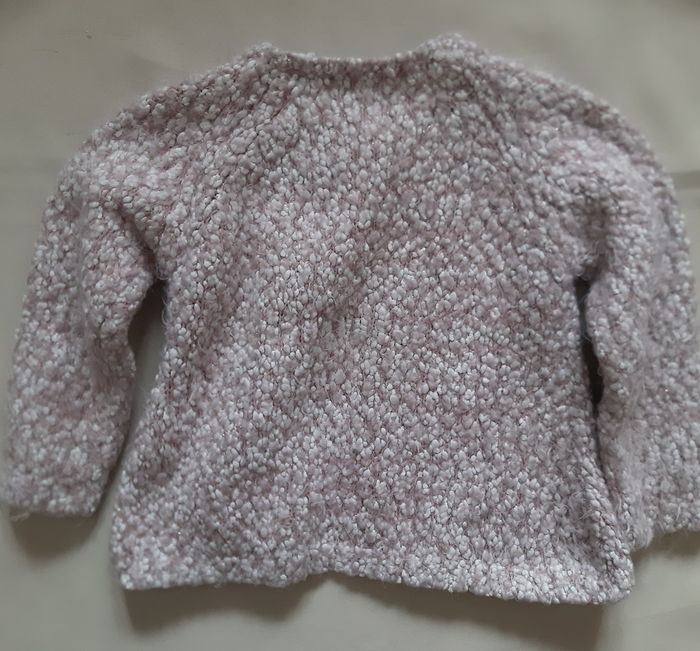 très joli gilet chaud rose chiné blanc effet pailleté fille - 24 mois - photo numéro 6
