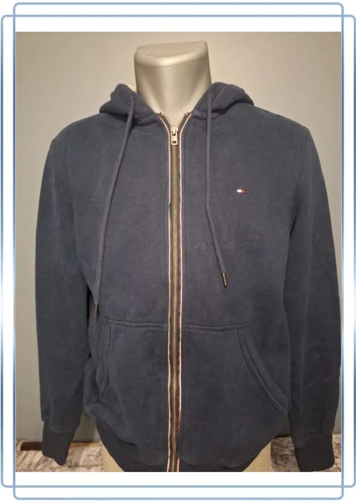 Sweat à capuche / hoodie full zip tommy Hilfiger - taille S - homme bleu brodé (326) - photo numéro 2
