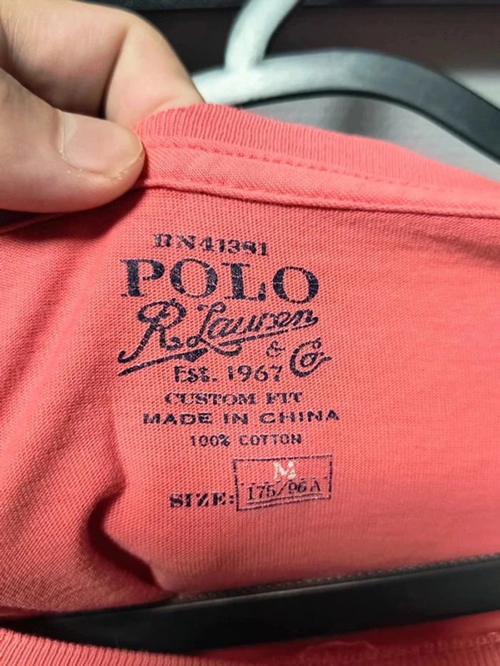 T-shirt Ralph Lauren Vintage Y2K Corail Logo Vert – Custom Fit M - photo numéro 4