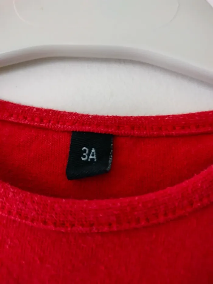 (a) T-shirt rouge manches longues 3ans - photo numéro 4