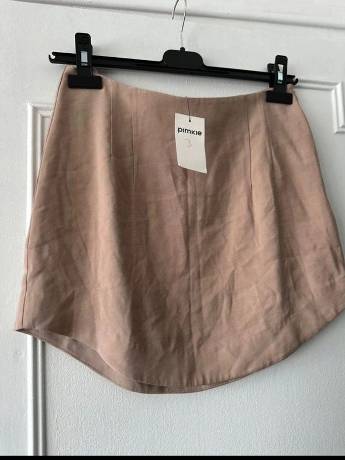 Jupe courte taille haute asymétrique beige taille 36 Pimkie - photo numéro 2