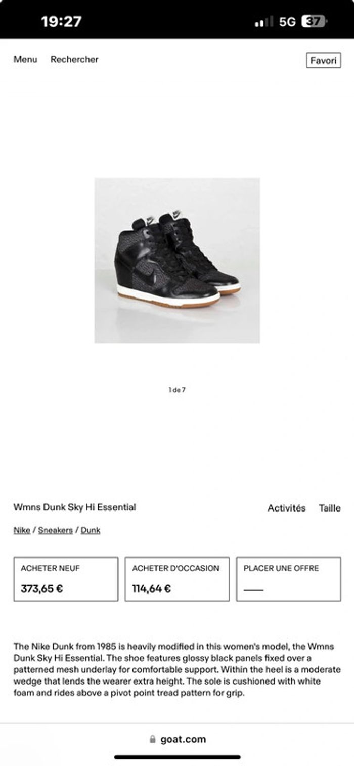 Nike dunk sky hi essentiel taille 37,5 - photo numéro 14