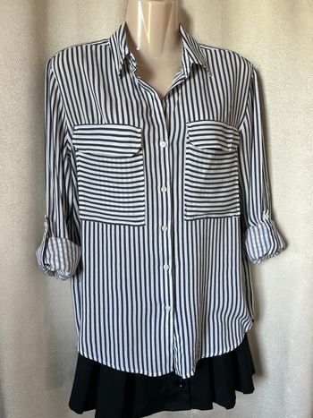 Chemise souple rayures blanc et marine S Amisu 